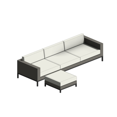 Puff e Sofá Branco com Base Cinza