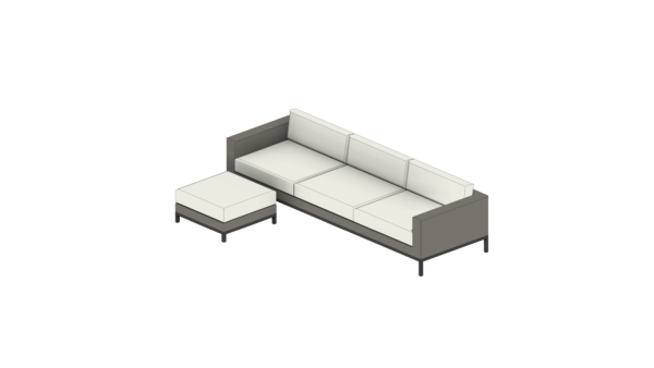 Puff e Sofá Branco com Base Cinza - Image 3