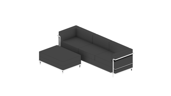 Puff e Sofá Cinza com Estrutura Branca - Image 4