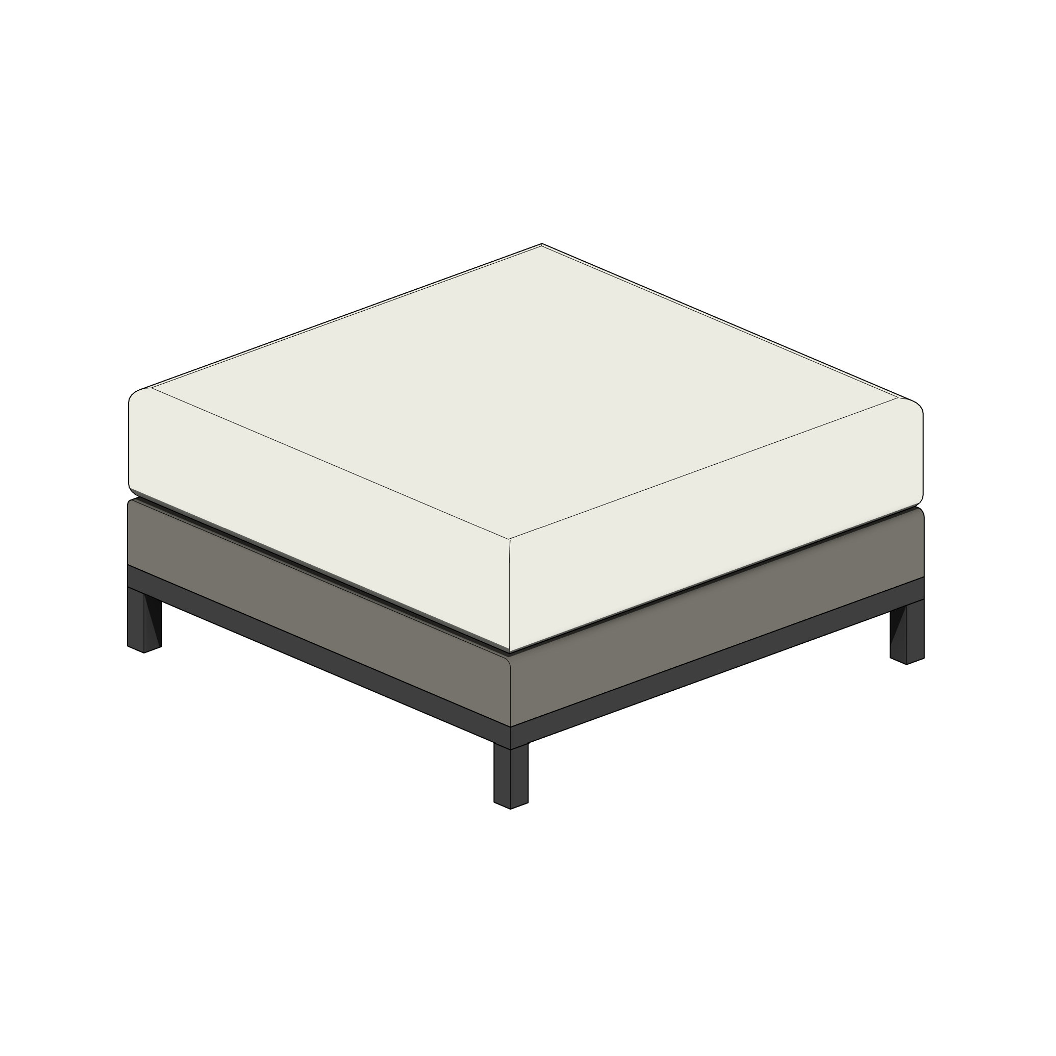 Puff Branco com Base Cinza