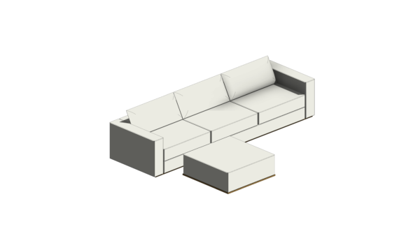 Puff e Sofá Branco com Base de Madeira - Image 2