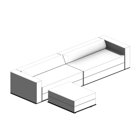 Puff e Sofá Branco com Base Preta