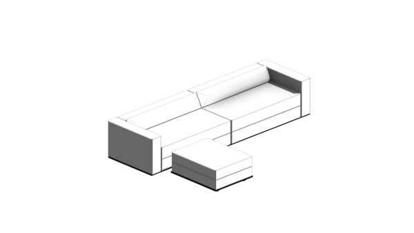 Puff e Sofá Branco com Base Preta - Image 2