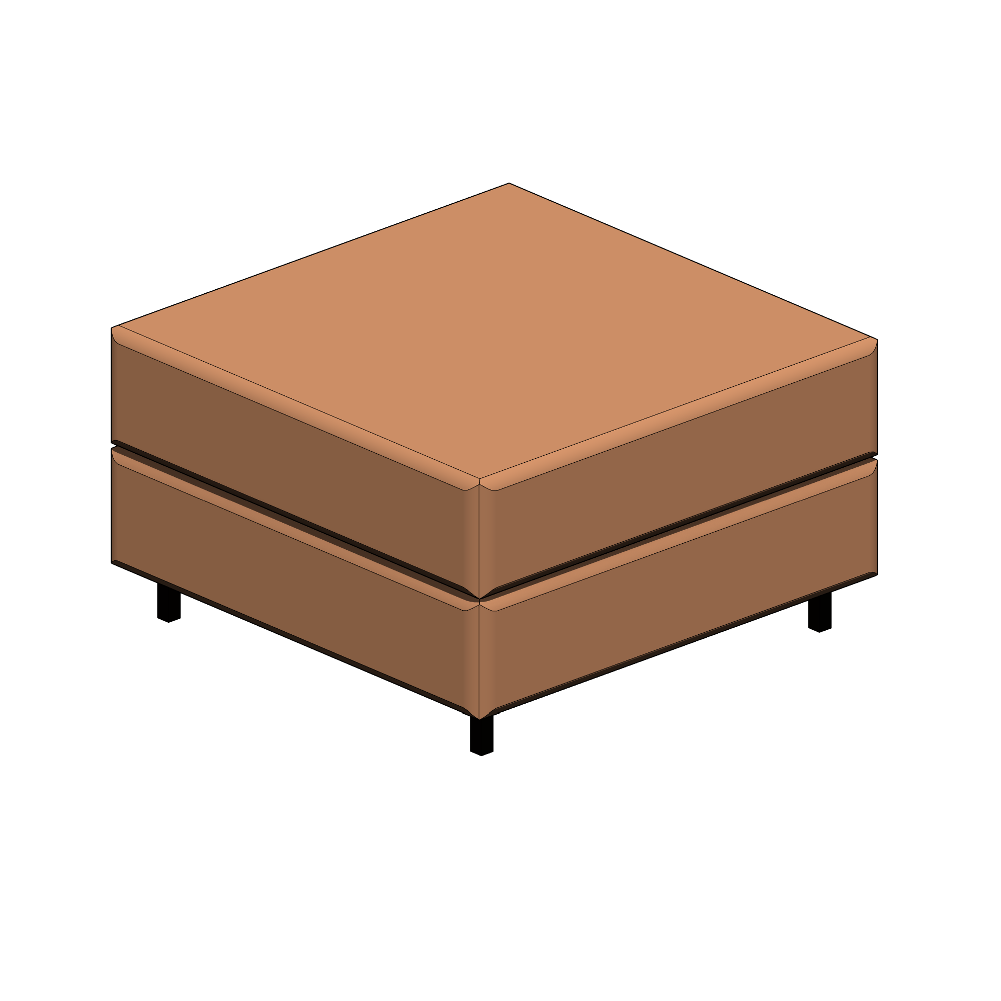 Puff Marrom com Pés Pretos