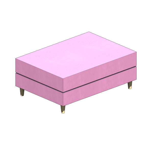 Puff Sofá Rosa com Pés de Madeira
