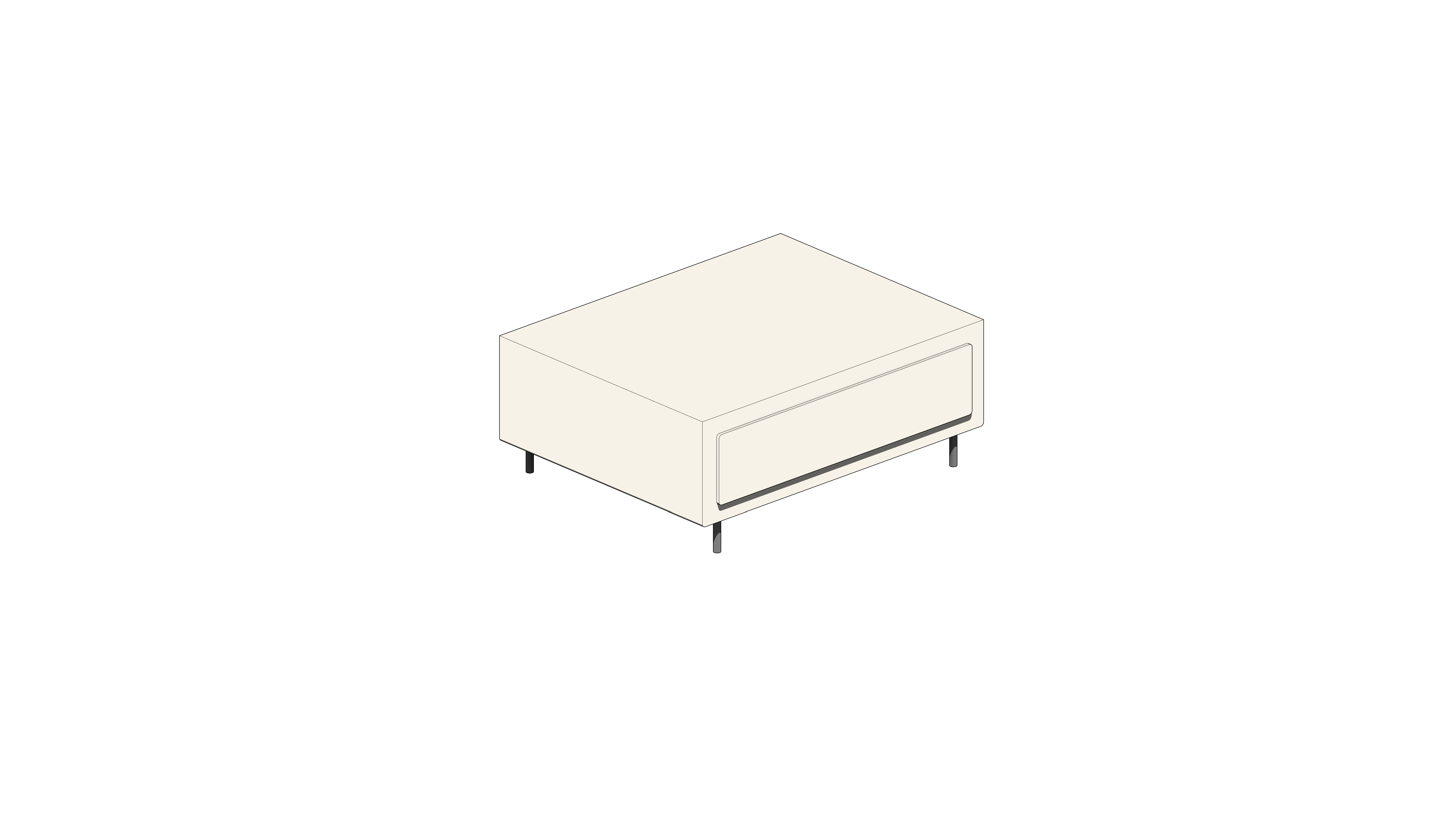 Puff Branco com Pés Cilíndricos Metálicos - Image 2