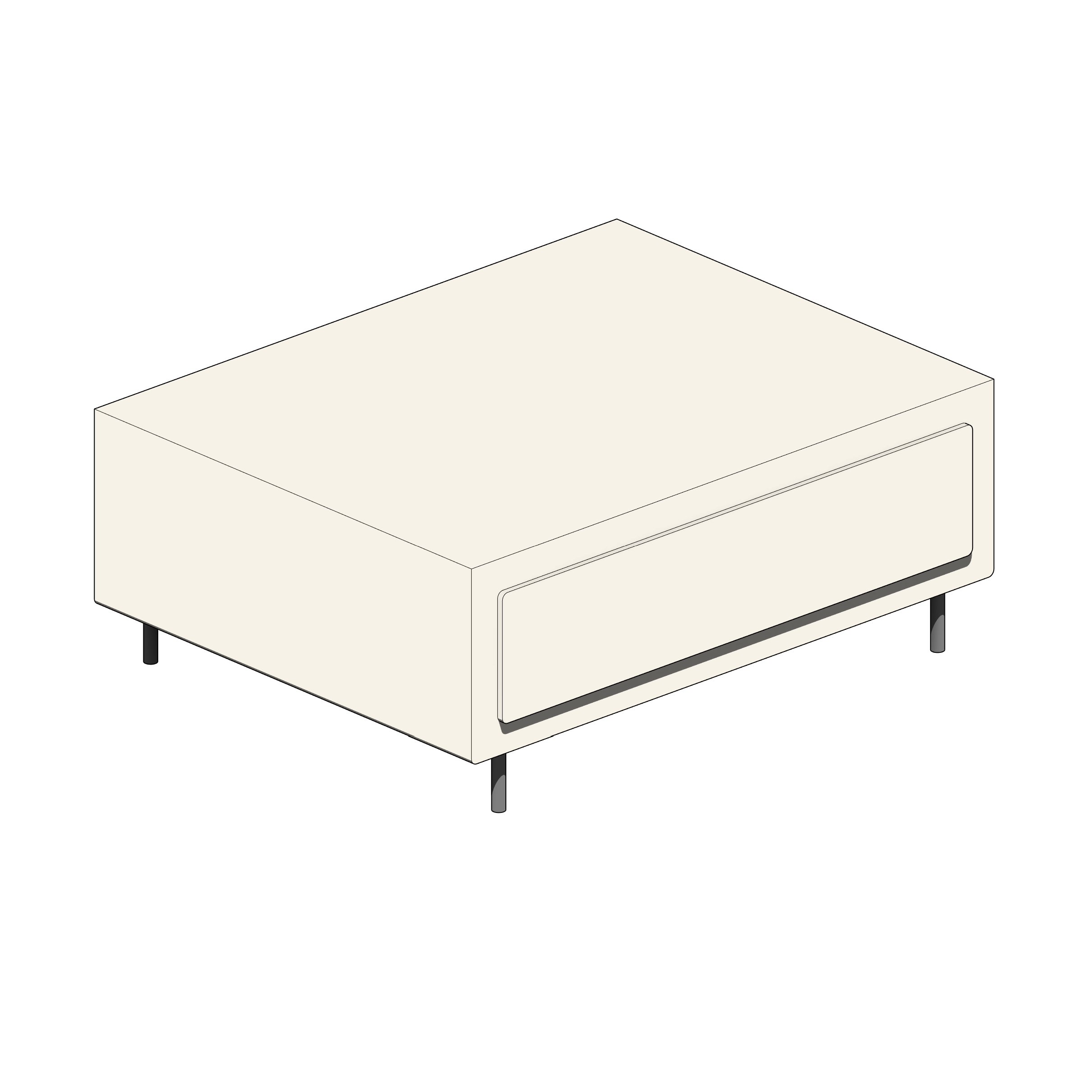 Puff Branco com Pés Cilíndricos Metálicos