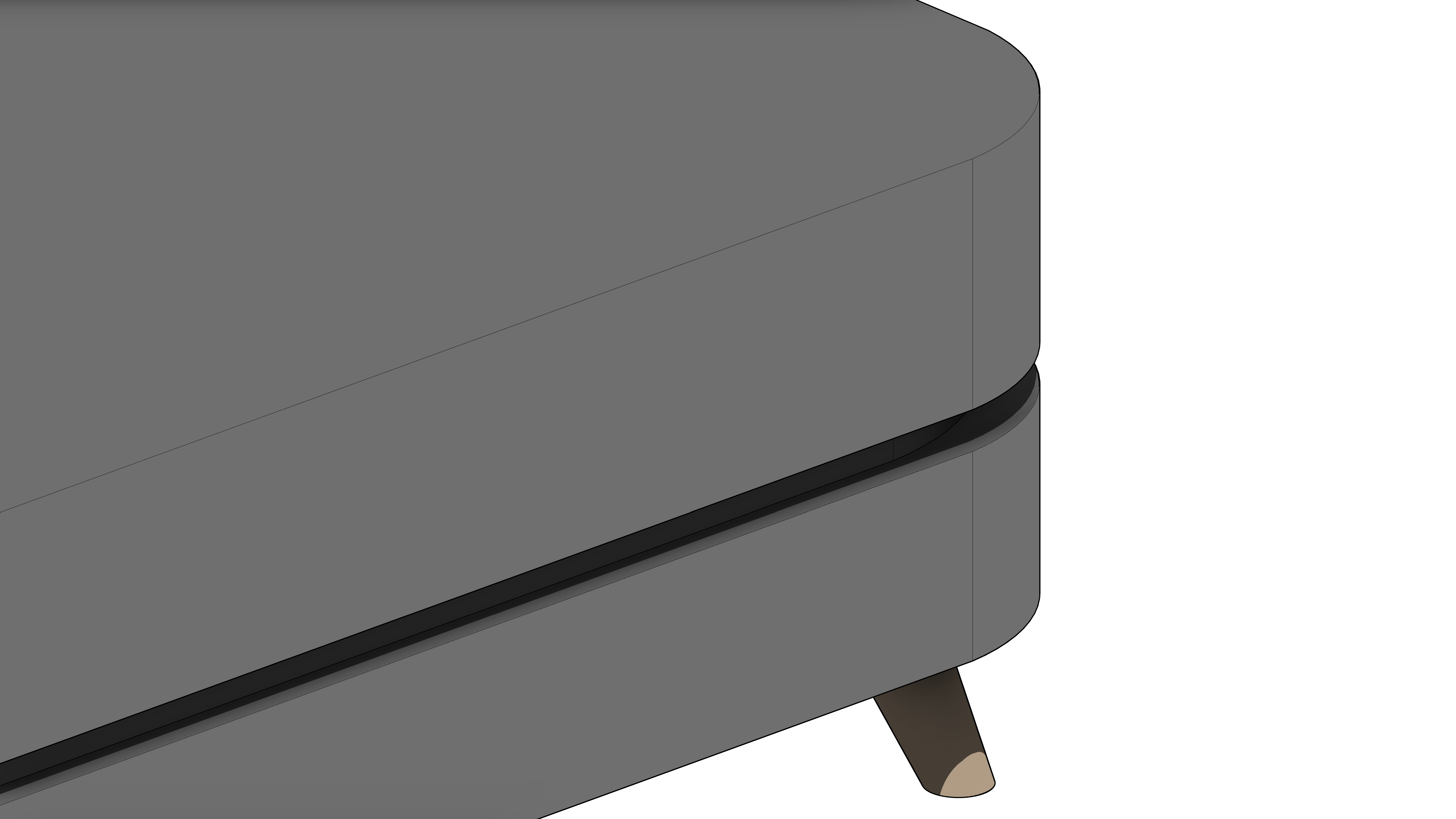 Puff Curvo Cinza com Pés de Madeira - Image 6