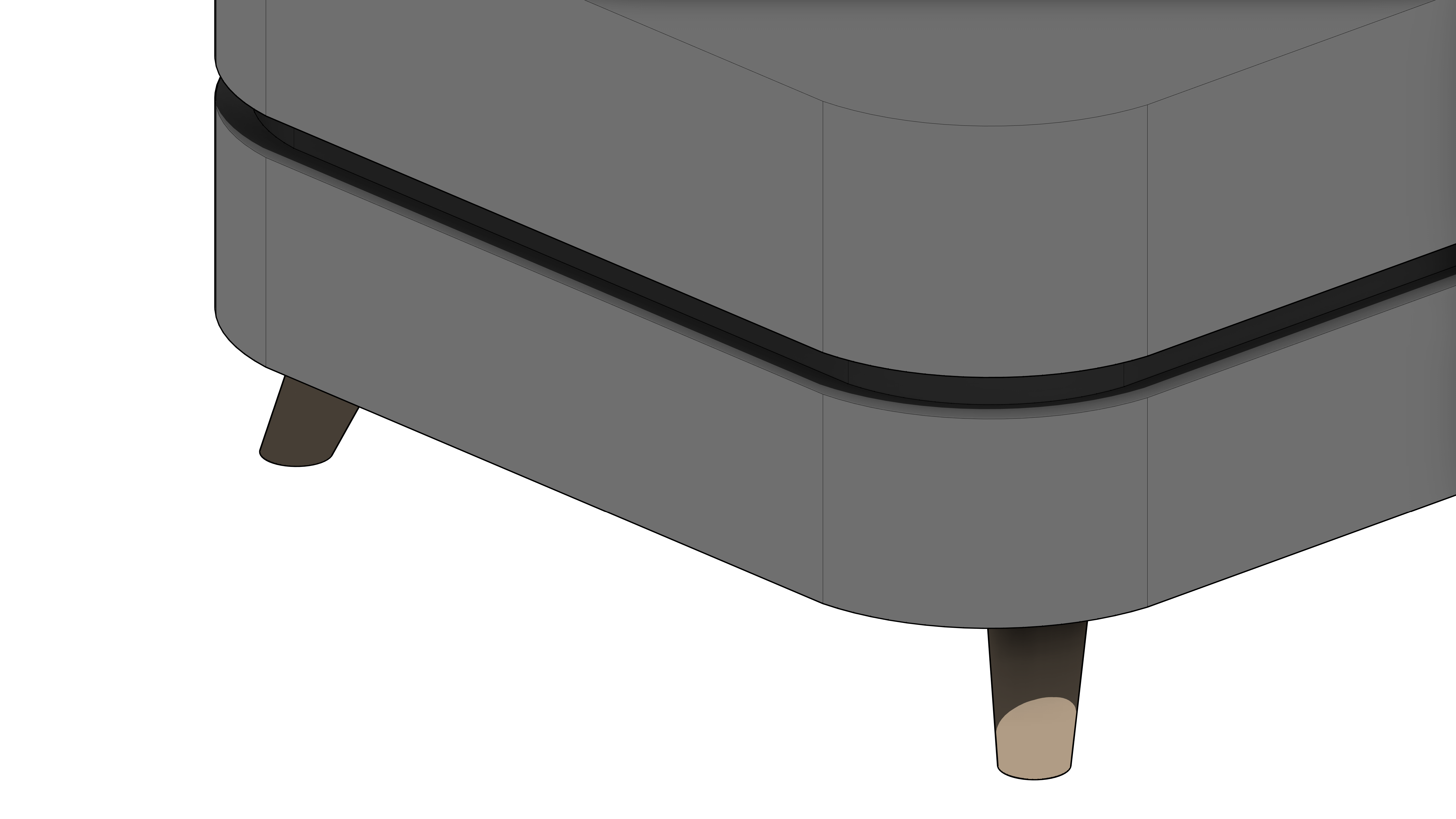 Puff Curvo Cinza com Pés de Madeira - Image 5