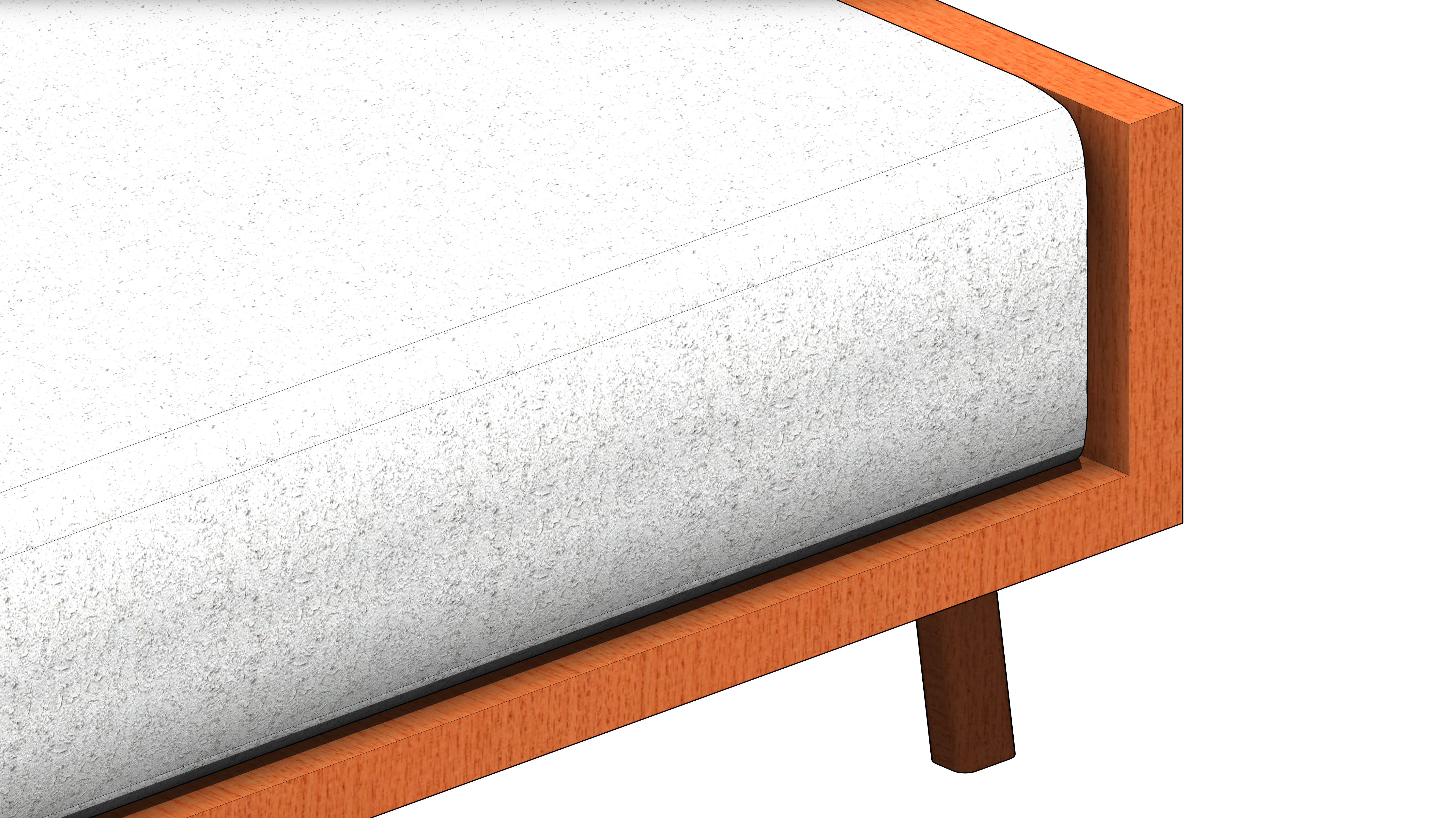 Puff com Estrutura de Madeira e Estofado Branco - Image 6