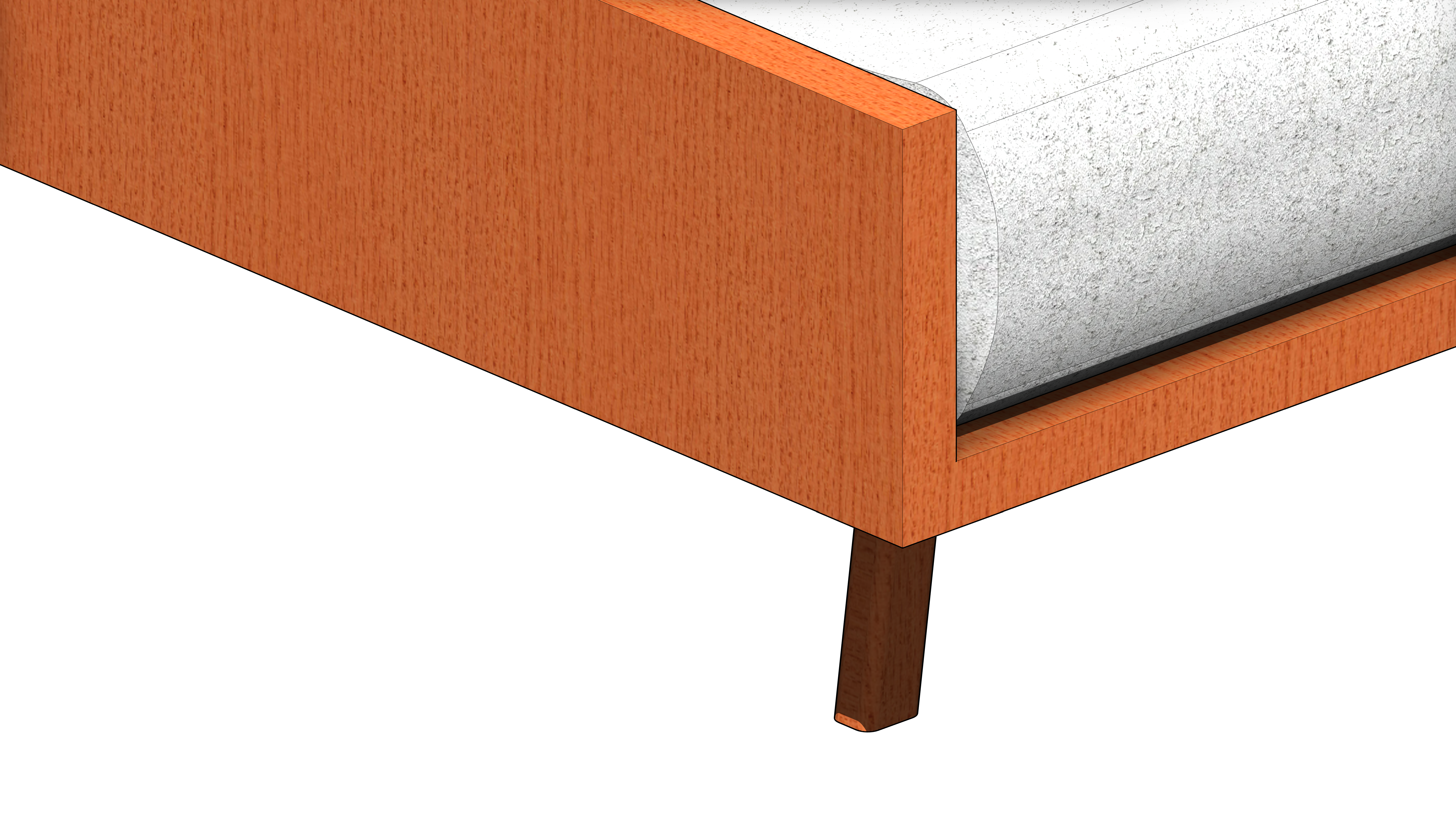 Puff com Estrutura de Madeira e Estofado Branco - Image 5