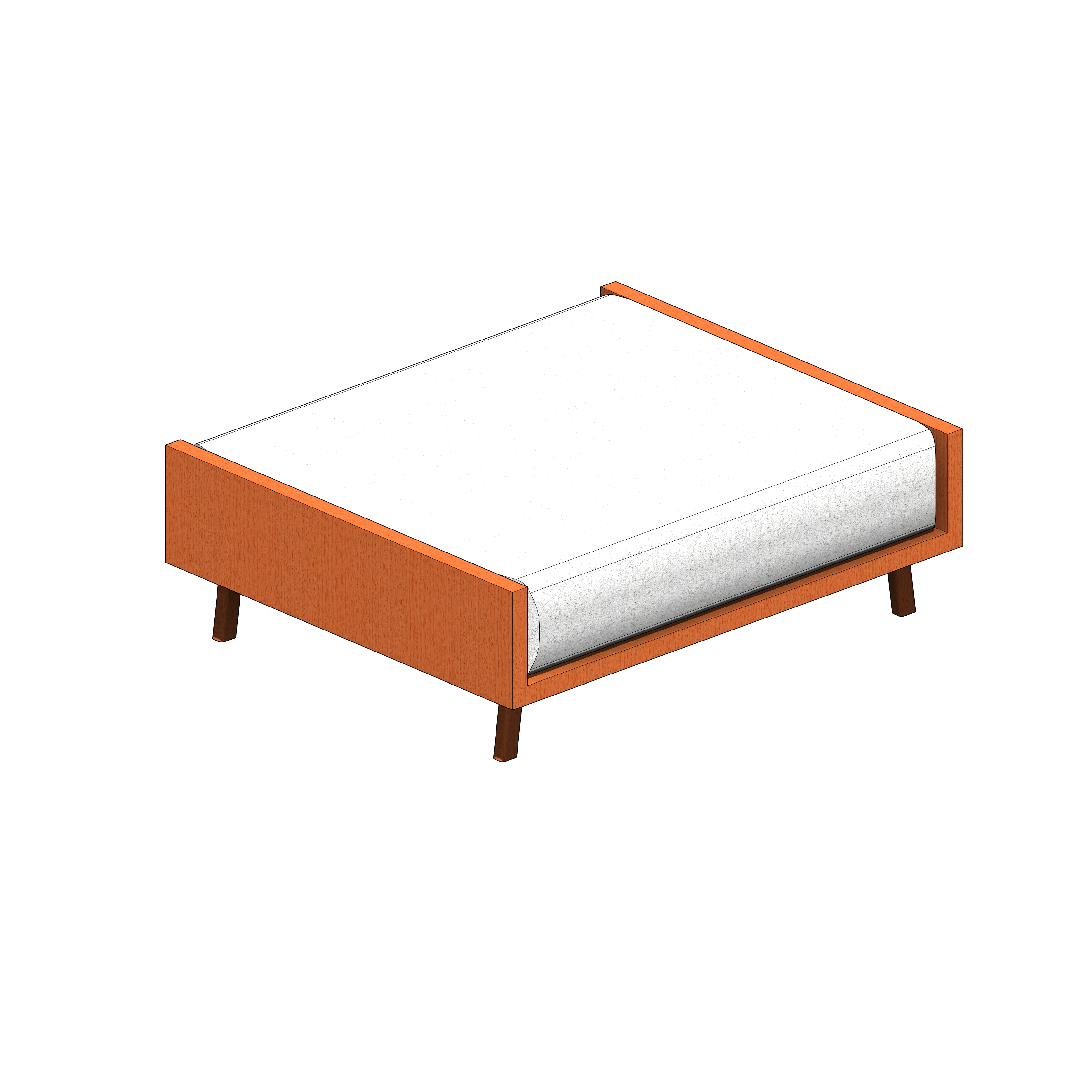 Puff com Estrutura de Madeira e Estofado Branco