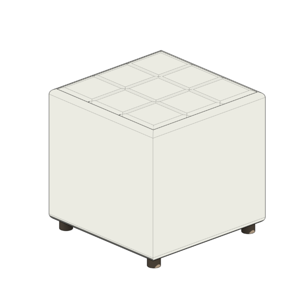 Puff Quadrado Branco com Pés de Madeira