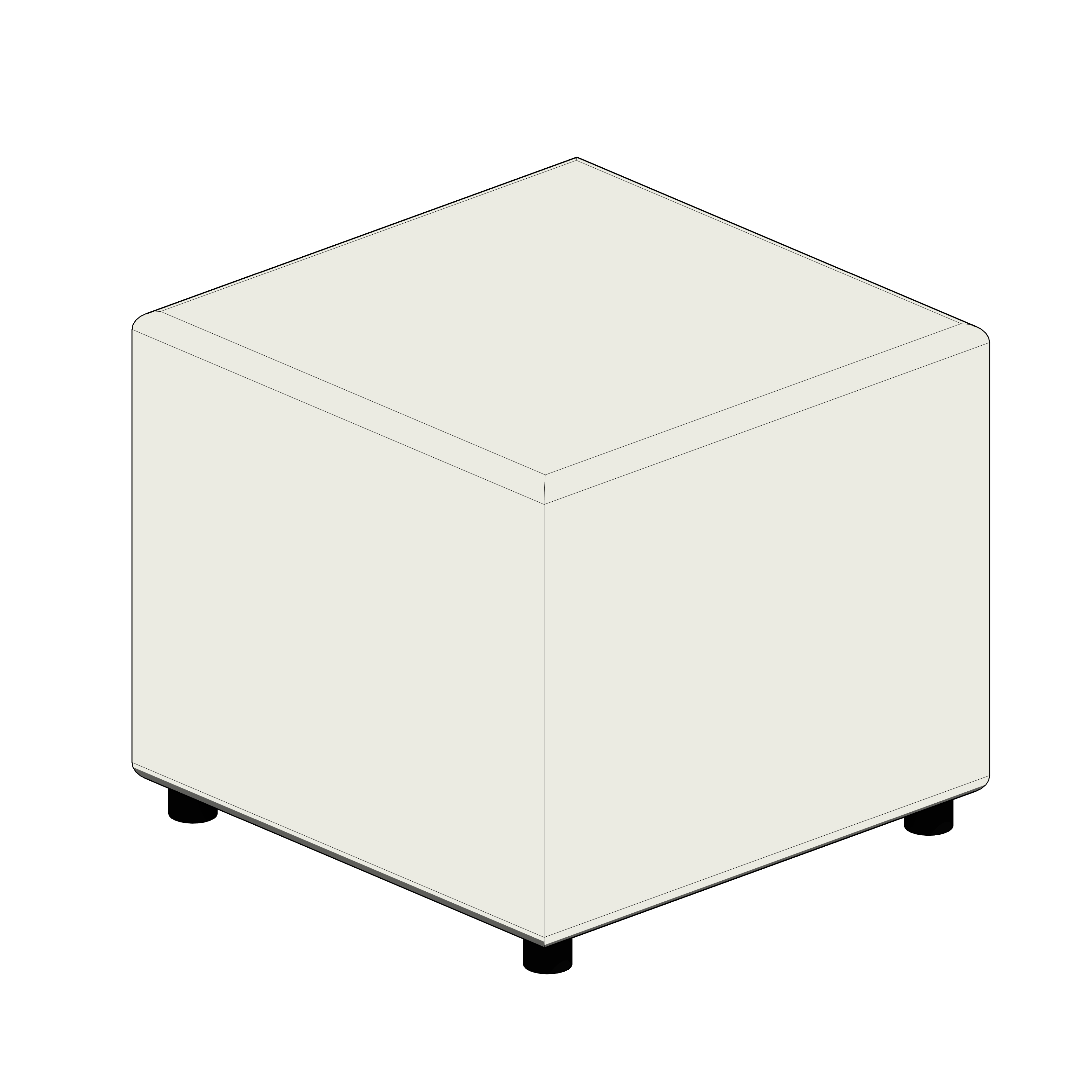 Puff Quadrado Branco com Pés Pretos