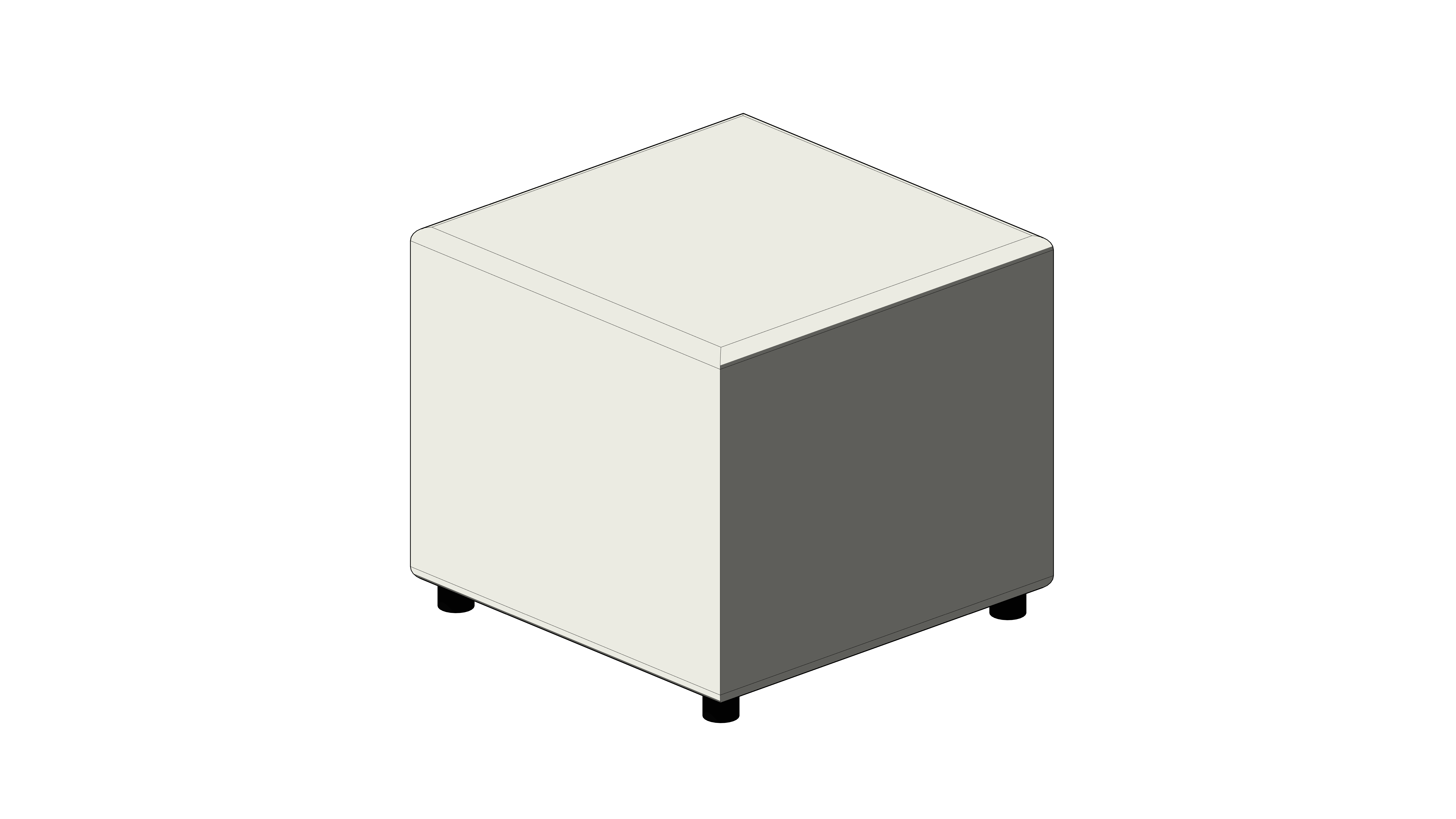 Puff Quadrado Branco com Pés Pretos - Image 4