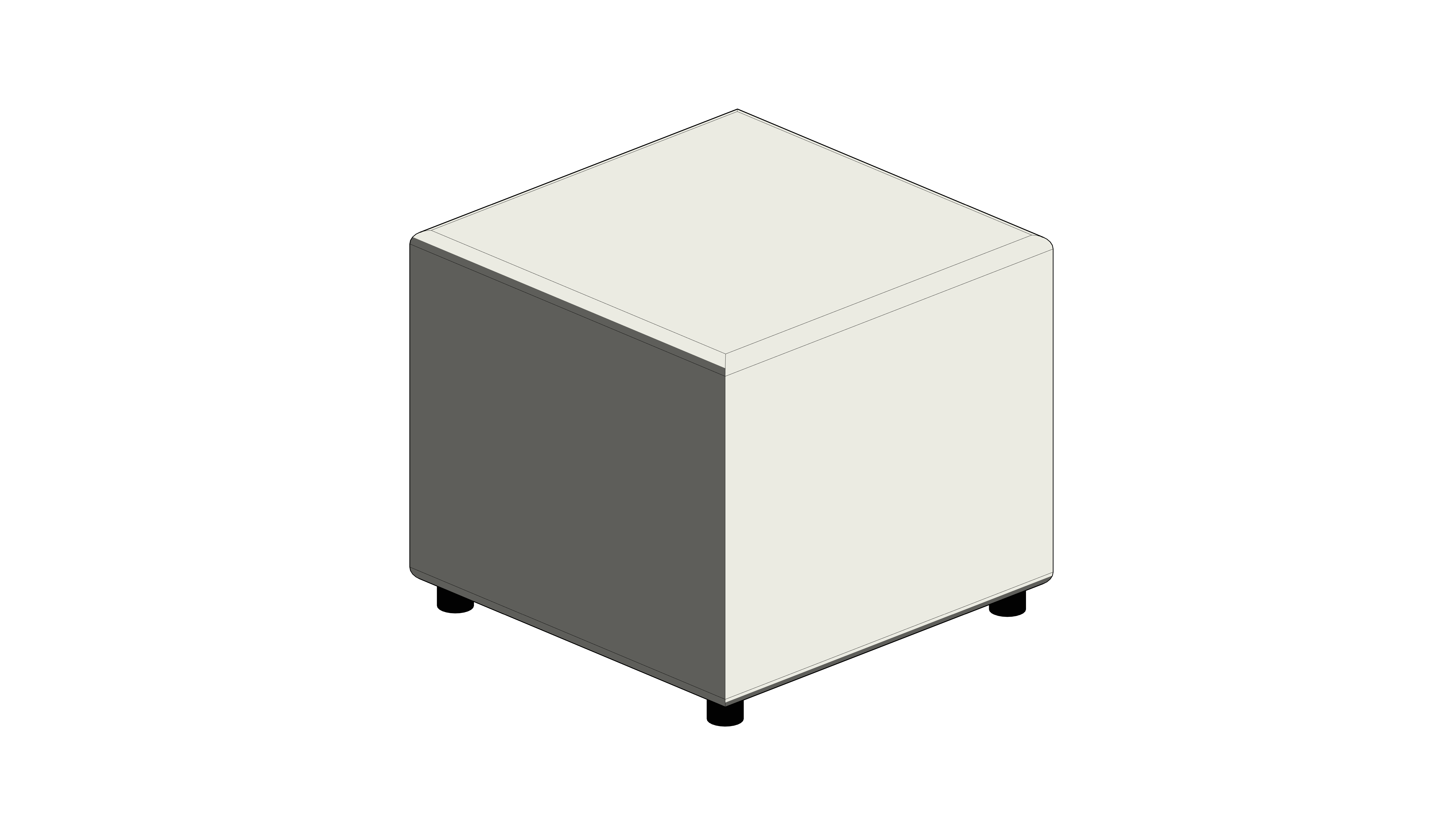 Puff Quadrado Branco com Pés Pretos - Image 3