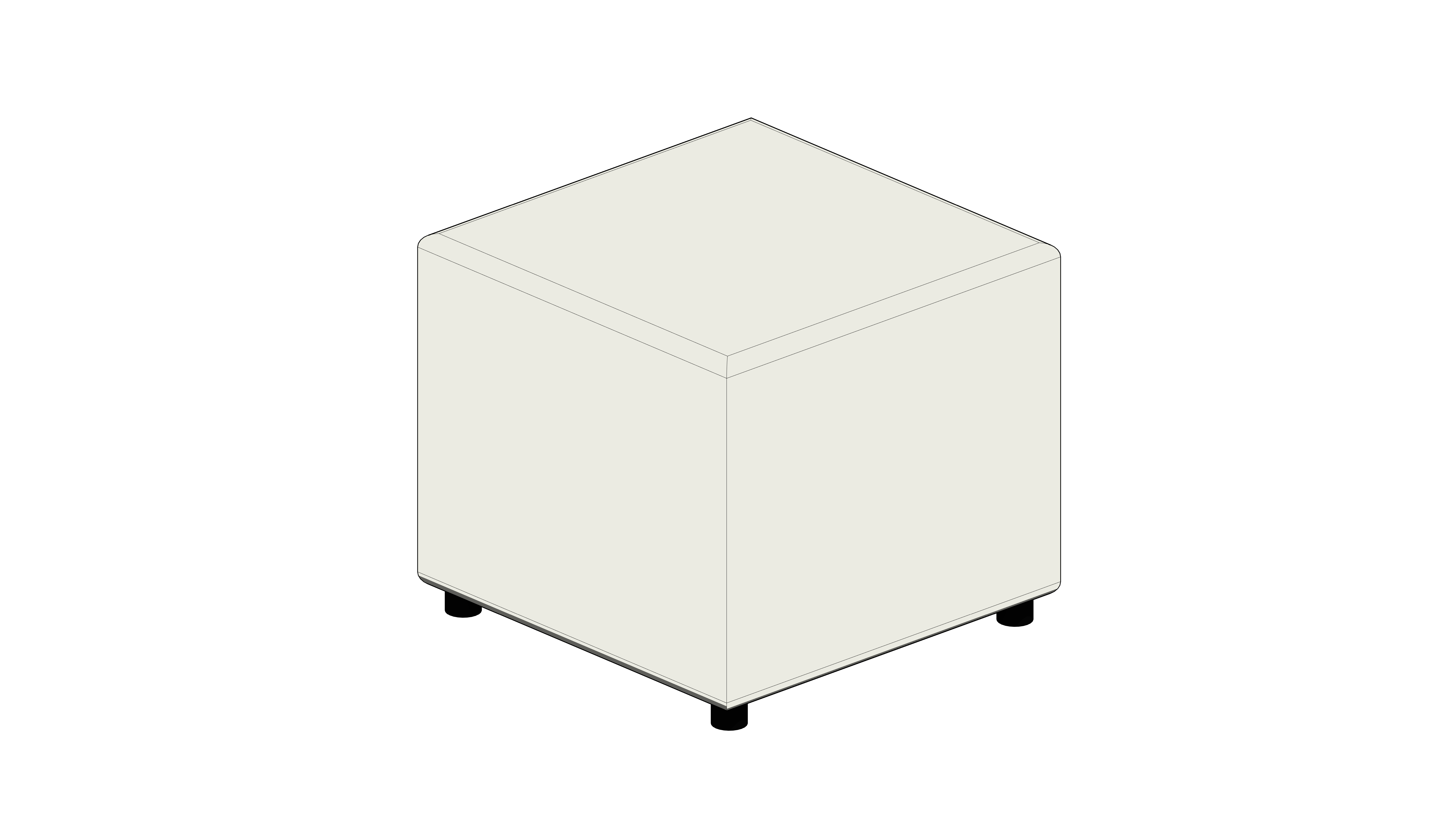 Puff Quadrado Branco com Pés Pretos - Image 2