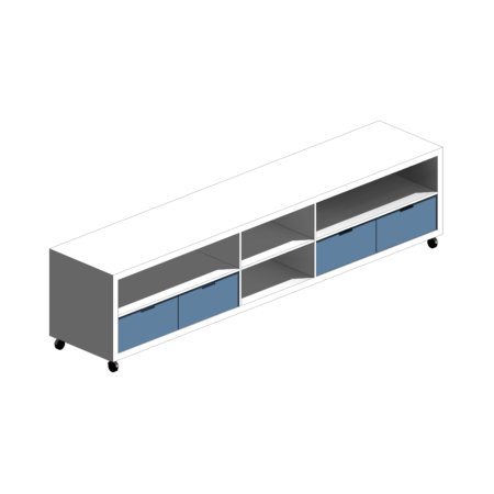 Rack Branco com Gavetas Azuis