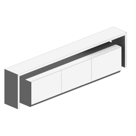 Rack Branco com Três Portas e Bancada