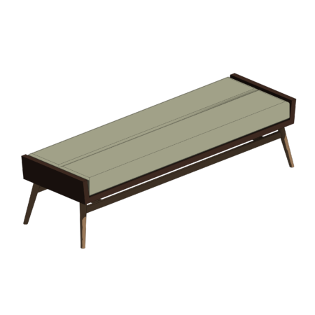 Recamier Estofado Bege com Base de Madeira