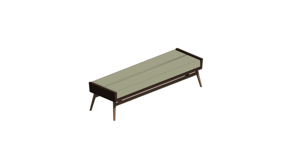 Recamier Estofado Bege com Base de Madeira - Image 2