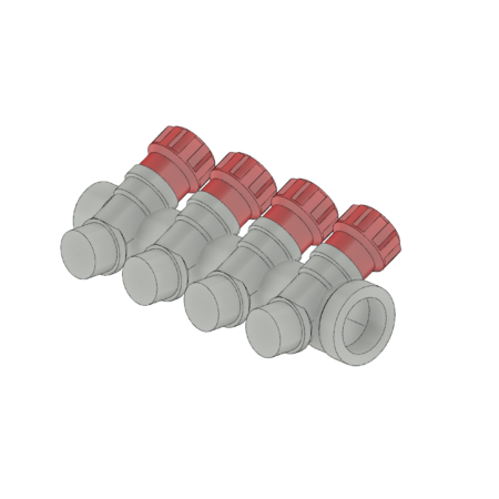 Distribuidor com Registro 3/4" - 4 saídas 1/2 "- Pex Monocamada (COL/R)