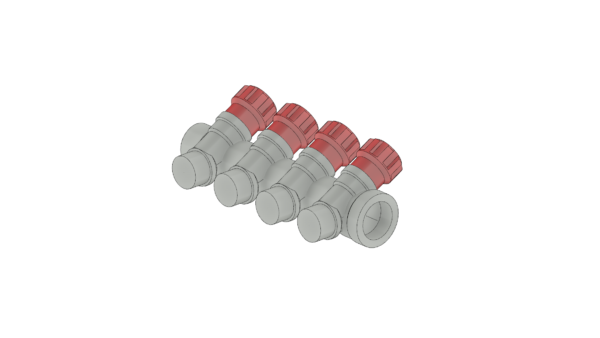 Distribuidor com Registro 3/4" - 4 saídas 1/2 "- Pex Monocamada (COL/R)